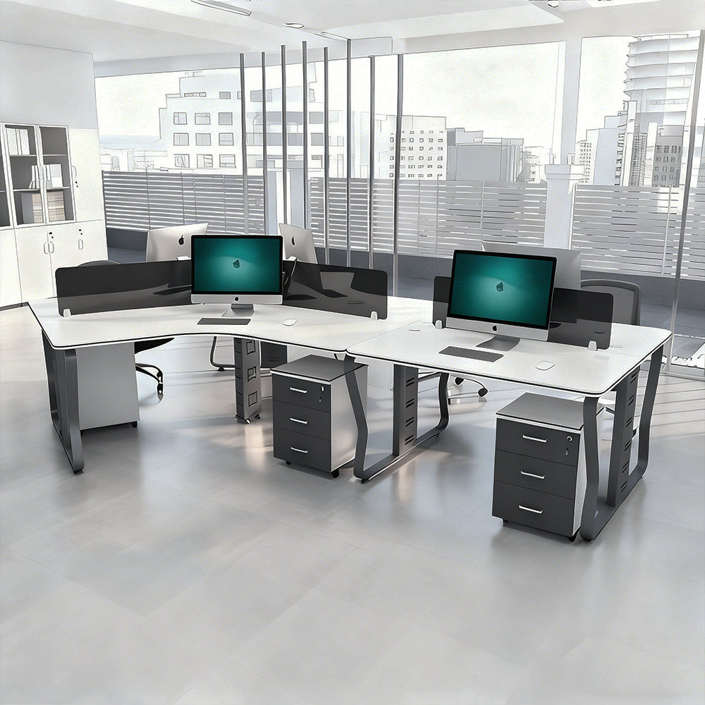 「フレックスライン」異形オフィスデスク｜チーム作業に最適な変形ワークステーション