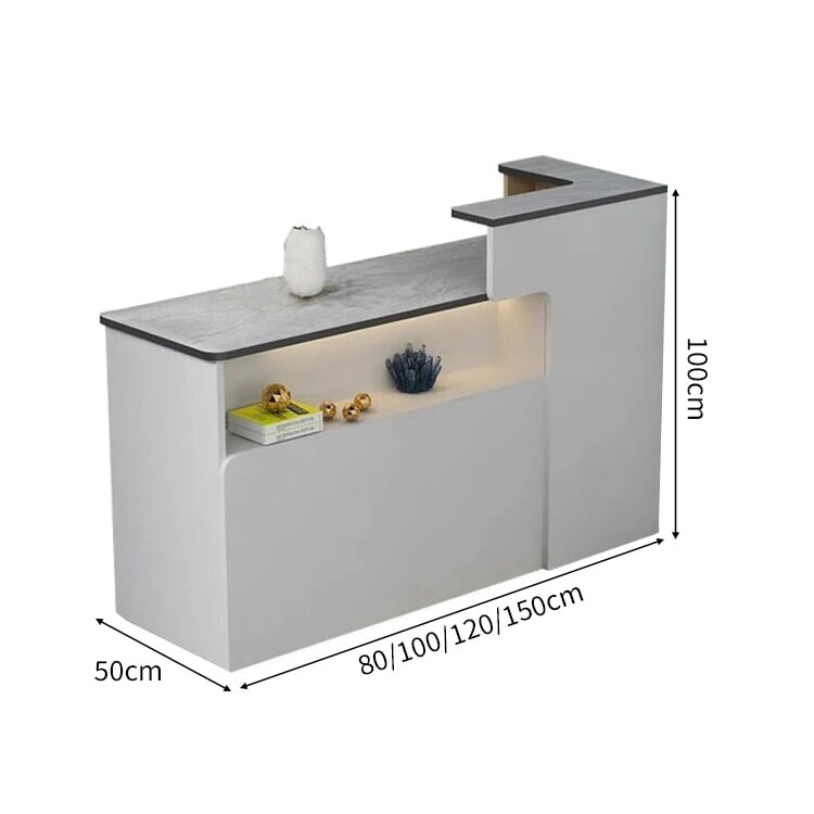 会社用　業務用　収納機能　角丸　木製受付カウンター　レセプションデスク　レジカウンター　受付カウンター　エントランス受付　シンプル　ホワイト　カスタマイズ可能　JDT-C014