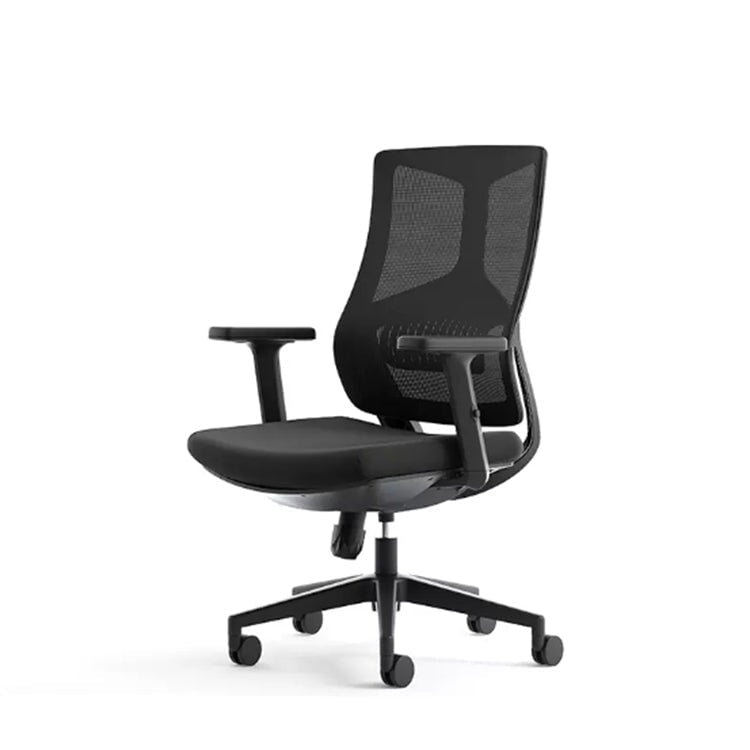 人間工学設計 ランバーサポートチェア｜メッシュ張地×ヘッドレスト付き オフィスチェア（ブラック）