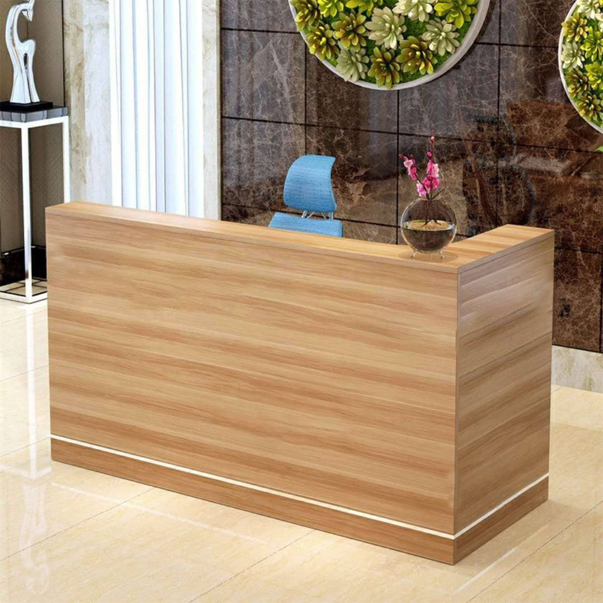 モダン受付カウンター｜アルミ合金×メラミン木製｜幅300cmまで対応