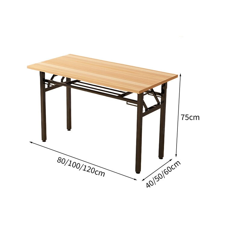 デスク　多用途デスク　研修用デスク　勉強机　木目調　折り畳み式　アジャスター付き　収納棚付き　人間工学　コンパクト　シンプル　ホワイト　ナチュラル　BGZ-K-008　  