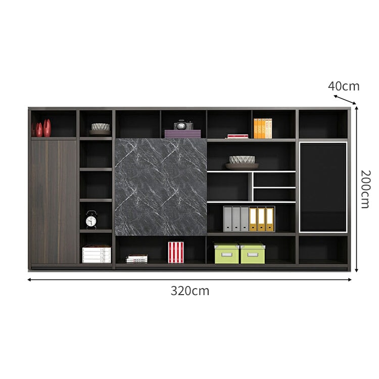 配線ボークス　PC用通気口　大容量収納　エグゼクティブデスク　役員デスク　社長机　事務机　ワークデスク　収納棚　マーブル模様　おしゃれ　ブラック　LBZ-C132　  