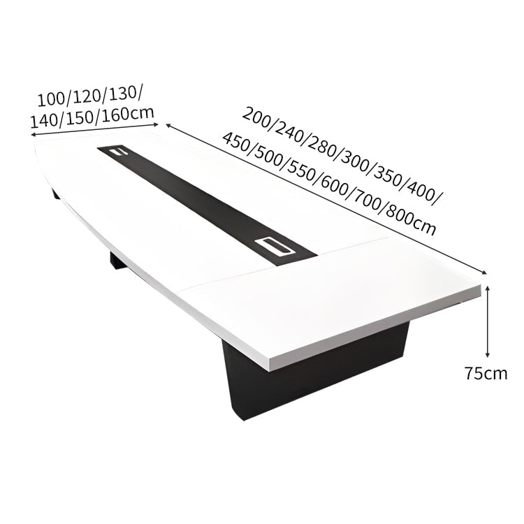分厚い天板　配線ボックス　幅広　舟型天板　台形脚　安定性　会議テーブル　ミーティングテーブル　テーブル　木目調　自然な風合い　洗練　シンプル 　カスタマイズ可能　HYZ-C041