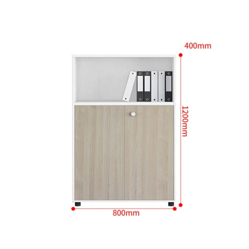 シンプル木製収納キャビネット｜エコ合板製オフィス書庫（3点セット対応）