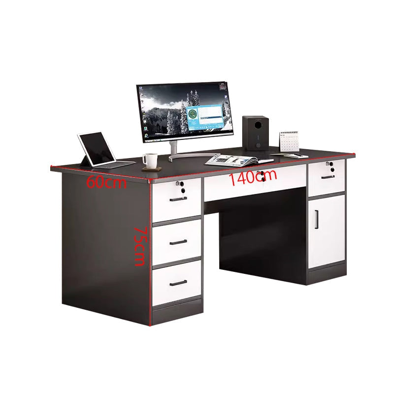 在宅ワーク用　引き出し付き　鍵付き　ＰＣ収納　ワークデスク　天板固定デスク　長方形タイプ　会社用　事務所用　シンプル　BGZ-T045