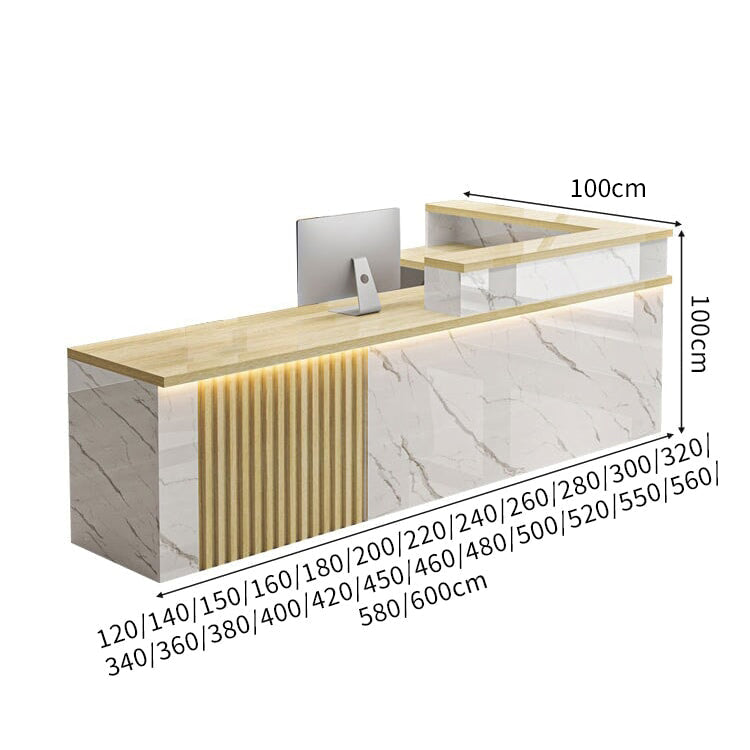 ハイグレード受付 応接カウンター｜鏡面仕上げ×錠付き引き出し×ケーブル配線対応（カスタマイズ可能）