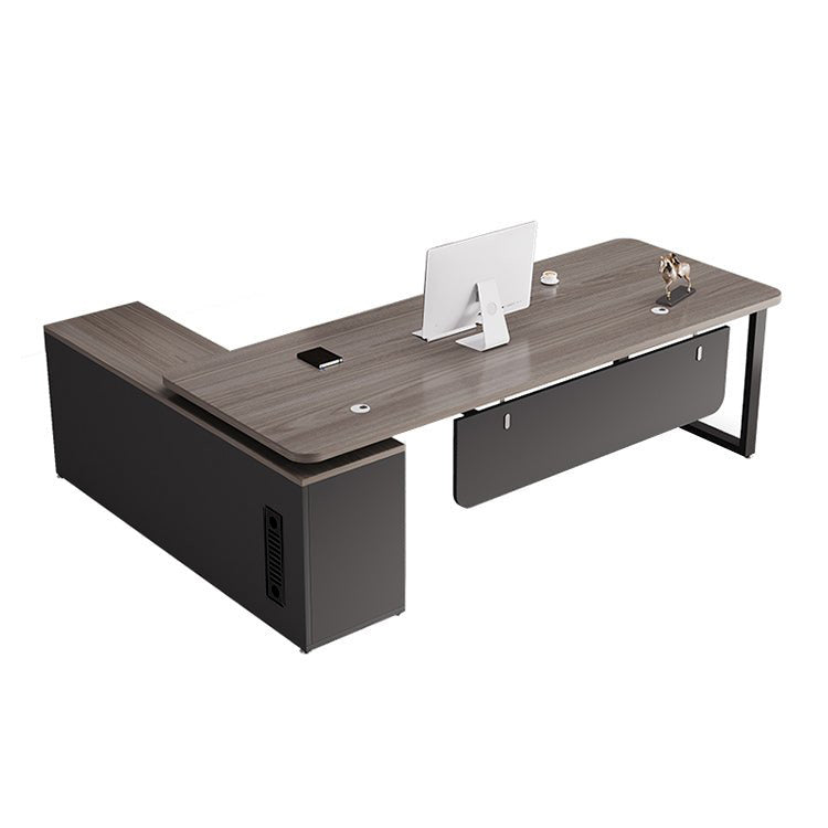 社長デスク　エグゼクティブデスク　オフィスデスク　エコ素材　Ｒ加工　配線孔付き　幕板付き　通気孔付き サイドキャビネット　オープン収納　LBZ - S012 -   