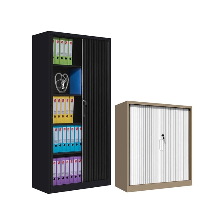 オフィスキャビネット　ファイリングキャビネット　スチール製書庫　書類整理棚　冷間成形鋼　引き戸　可動棚板　　錠付き　シリンダー錠　パウダーコーティング　ホワイト　