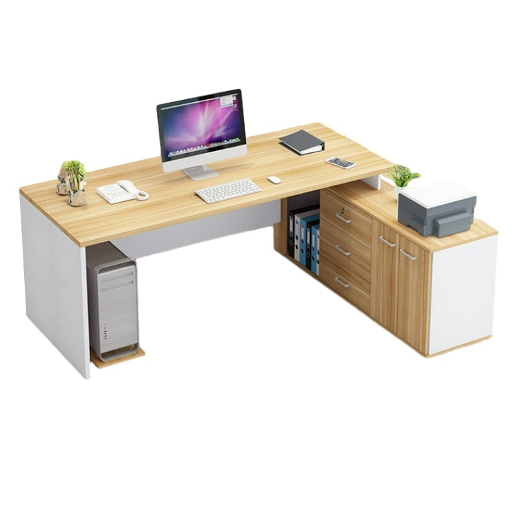 ワークデスク　オフィスデスク　エグゼクティブデスク　事務デスク　サイドキャビネット　オープン収納　扉付き　幕板　引き出し　シンプル　ナチュラル　LBZ-K025 -  