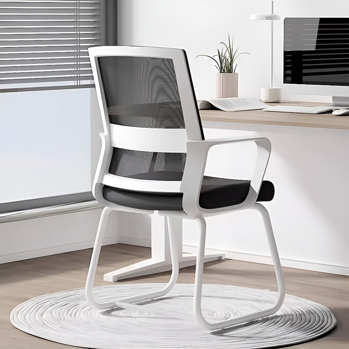 人間工学　フィット感　ループ脚　安定性　耐荷重　高密度ウレタン　柔らか　オフィスチュエア　チェア　椅子　シンプル　ミニマル　ホワイト　ブラック　BGY-K-042　 