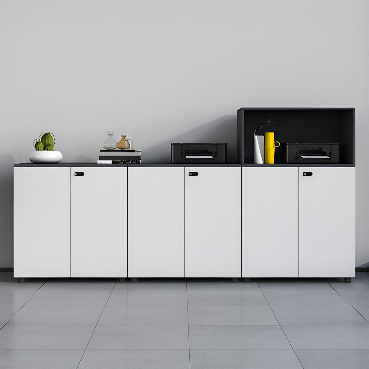 エコ板材　安全無臭　多様なタイプ　三桁ダイヤル錠　アジャスター　高さ調節　収納キャビネット　キャビネット　大容量　実用　ホワイト　ナチュラル　カスタマイズ可能　CWG-K-087