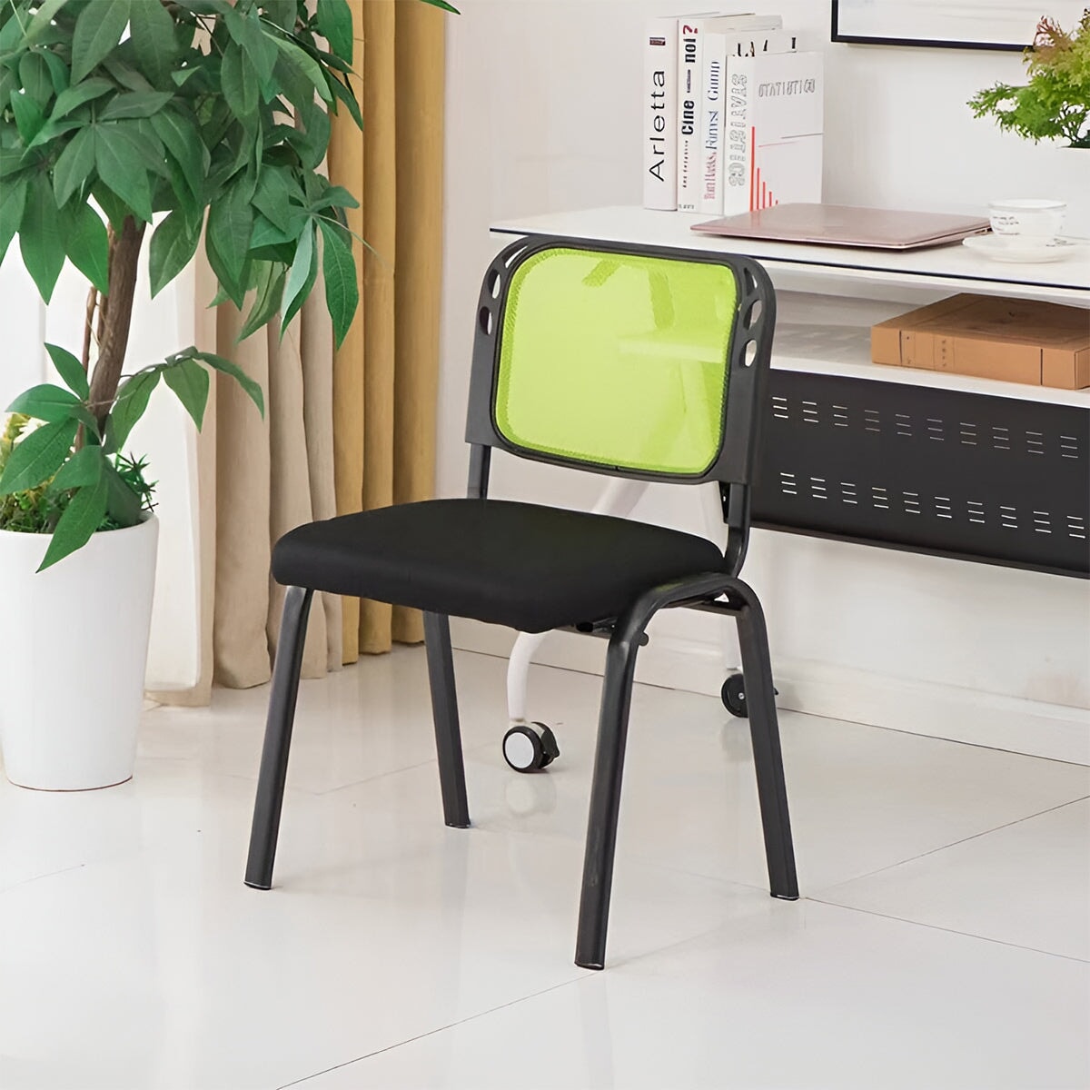 Ｓ形状　背もたれ　メッシュ　通気性　スチールフレーム　安定感　チェア　オフィスチェア　シンプル　ミニマル　快適　爽やか　ブラック　BGY-K-041　