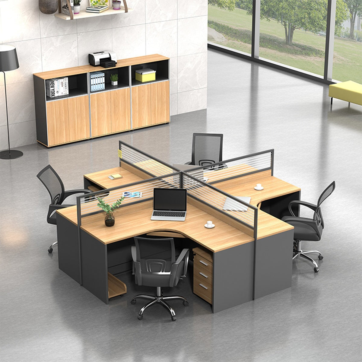 オフィスデスク　ワークデスク　パソコンデスク　事務用デスク　デスク　トップパネル　配線孔　ナチュラル　カスタマイズ可能