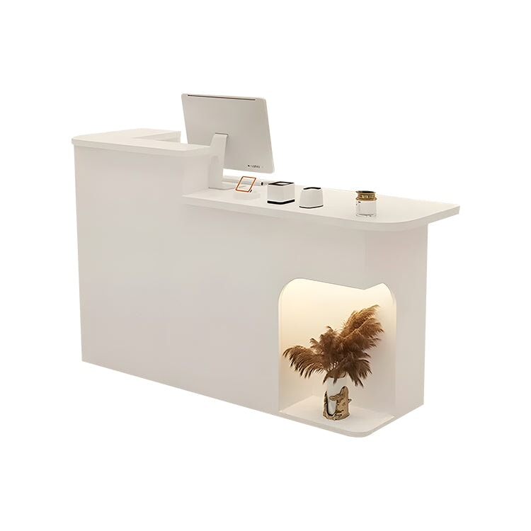 受付カウンター　レジカウンター　受付台　店舗カウンター　鍵付き　引き出し付き　大容量収納　木製　シンプル　ホワイト　カスタマイズ可　JDT-045