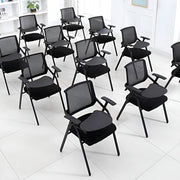 メッシュ生地　通気性　折りたたみ　スタッキング　メモ台　スチールフレーム　チェア　オフィスチェア　会議用　研修会　省スペース　機能的　実用　ブラック　ブルー　BGY-K-044