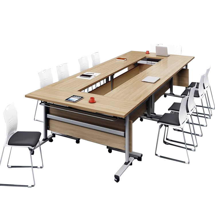 折りたたみ機能付き　スタッキング対応　キャスター付き　会議テーブル　フォールディングテーブル　ミーティング用テーブル　事務所用　研修用　長方形タイプ　HYZ-T068