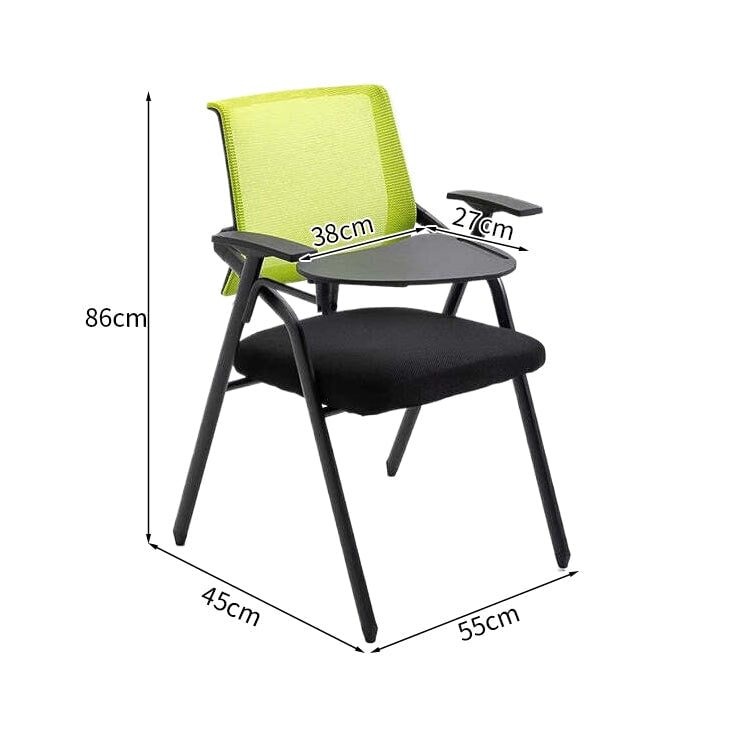 メッシュ生地　通気性　折りたたみ　スタッキング　メモ台　スチールフレーム　チェア　オフィスチェア　会議用　研修会　省スペース　機能的　実用　ブラック　ブルー　BGY-K-044