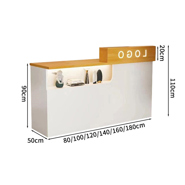 シンプルモダン 受付 レジカウンター｜鍵付き引き出し 収納機能 ロゴカスタマイズ対応