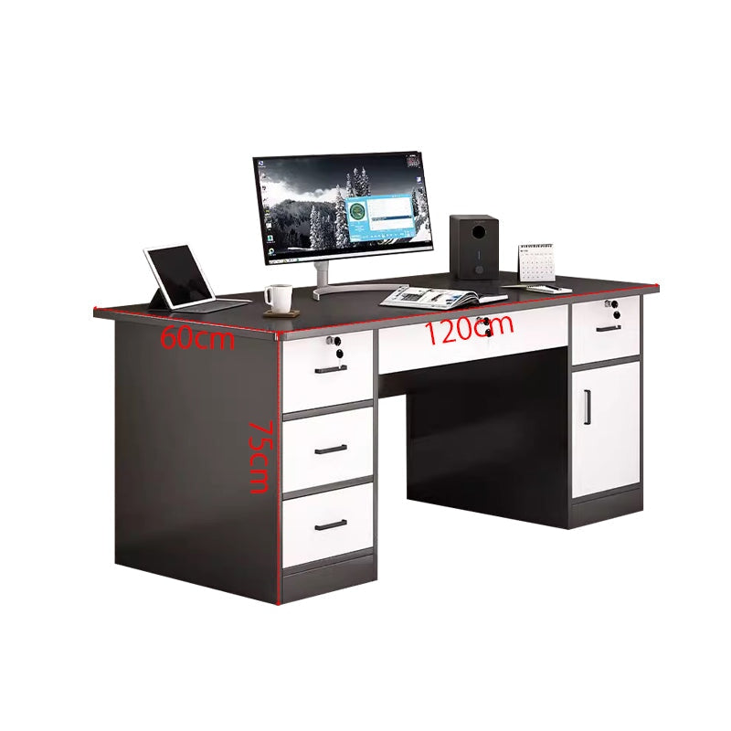 在宅ワーク用　引き出し付き　鍵付き　ＰＣ収納　ワークデスク　天板固定デスク　長方形タイプ　会社用　事務所用　シンプル　BGZ-T045