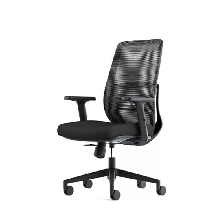 人間工学設計 ランバーサポートチェア｜メッシュ張地×ヘッドレスト付き オフィスチェア（ブラック）