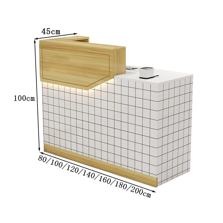 エコ板材　扉付き収納　引き出し　錠付き　上部天板　配線孔　LEDライト　広め　ゆとり　受付カウンター　カウンター　レジ台　すっきり　シンプル　機能的　ホワイト　カスタマイズ可能