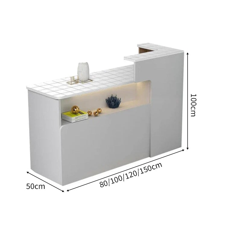 会社用　業務用　収納機能　角丸　木製受付カウンター　レセプションデスク　レジカウンター　受付カウンター　エントランス受付　シンプル　ホワイト　カスタマイズ可能　JDT-C014