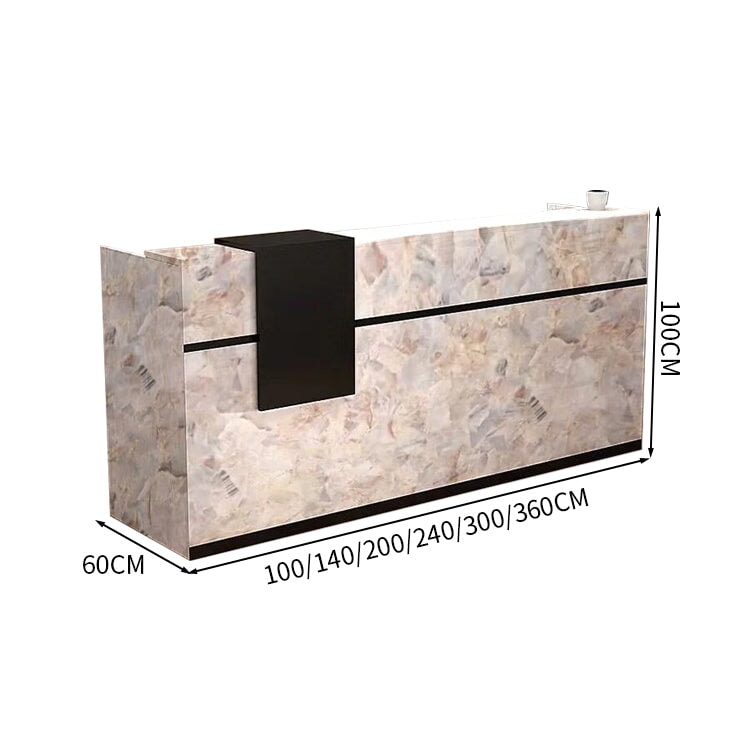 受付カウンター　レジカウンター　オフィス受付　カウンター　焼付塗装　オープン収納　鍵付き引き出し　マーブル模様　カスタマイズ可能　JDT-072　