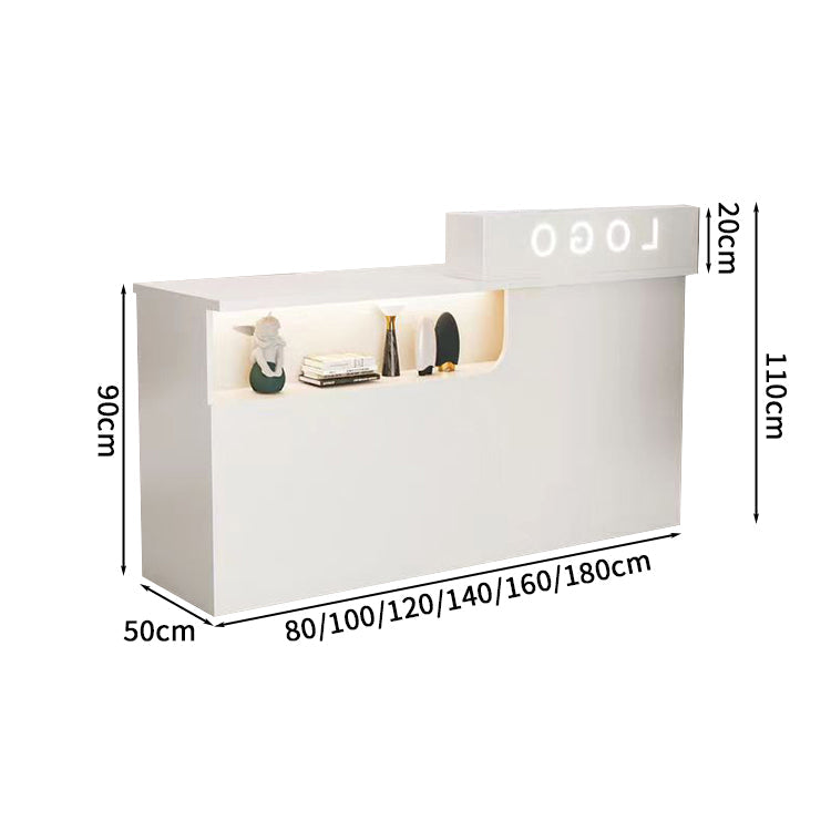 シンプルモダン 受付 レジカウンター｜鍵付き引き出し 収納機能 ロゴカスタマイズ対応