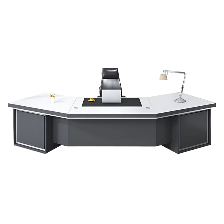 幅広　厚い天板　配線穴キャップ　幕板　キャビネット　大容量　デスク　エグゼクティブ　役員デスク　重厚感　洗練さ　すっきり　上質　ブラック　カスタマイズ可能　LBZ-K-111