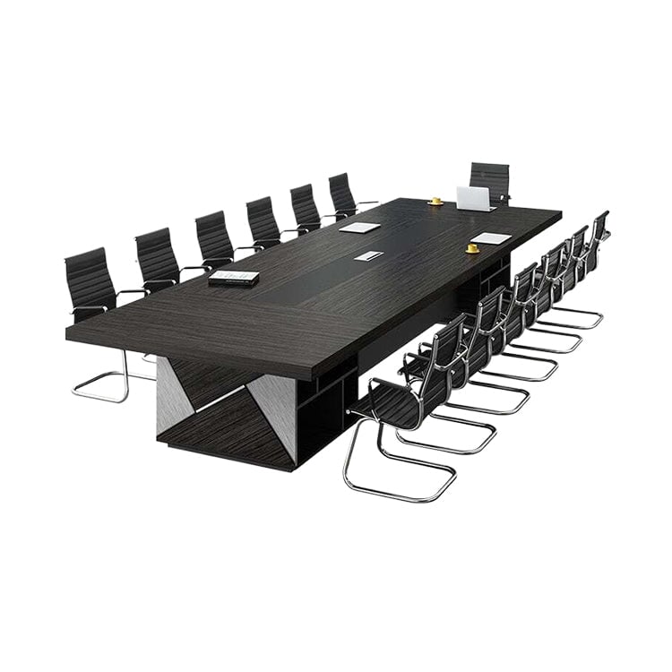 幅広　ゆとり　分厚い天板　収納　配線ボックス　補強パネル　安定性　会議テーブル　ミーティング　テーブル　重厚感　格調　機能性　ブラック　カスタマイズ可能　HYZ-K-106 