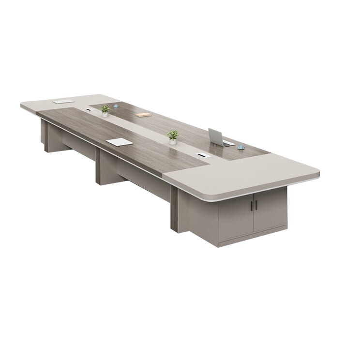 分厚い天板　重厚感　安定性　扉付き収納　大容量　配線ボックス　メラミン化粧板　幅広　ゆとり　会議テーブル　テーブル　ミーティングテーブル　上質　格調高い　落ち着き　カスタマイズ可能　HYZ-K-078