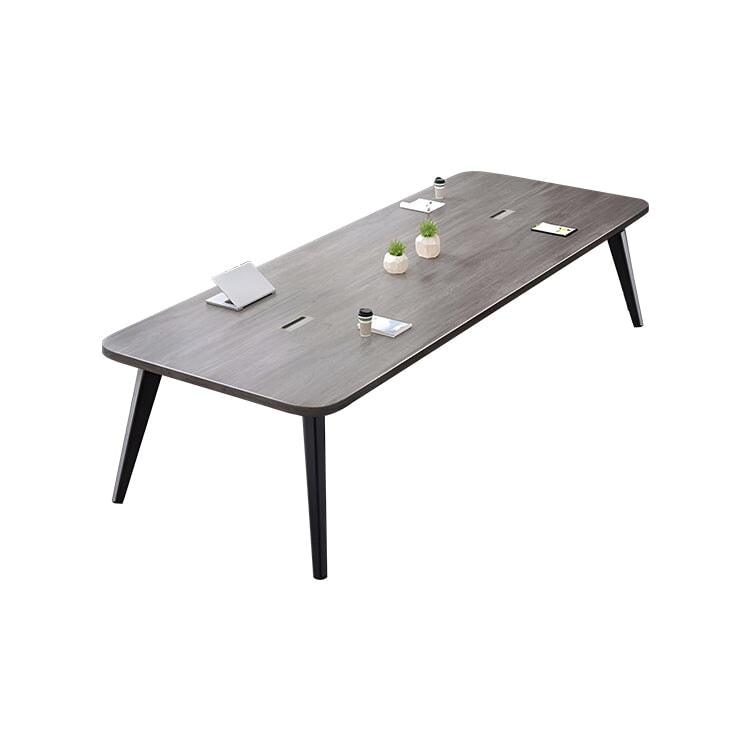 メラミン化粧板　安全無臭　厚さ　広さ　Ｒ仕上げ　配線ボックス　スチールフレーム　安定性　ミーティングテーブル　会議テーブル　木目調　落ち着き　シンプル　カスタマイズ可能　HYZ-K-006　  