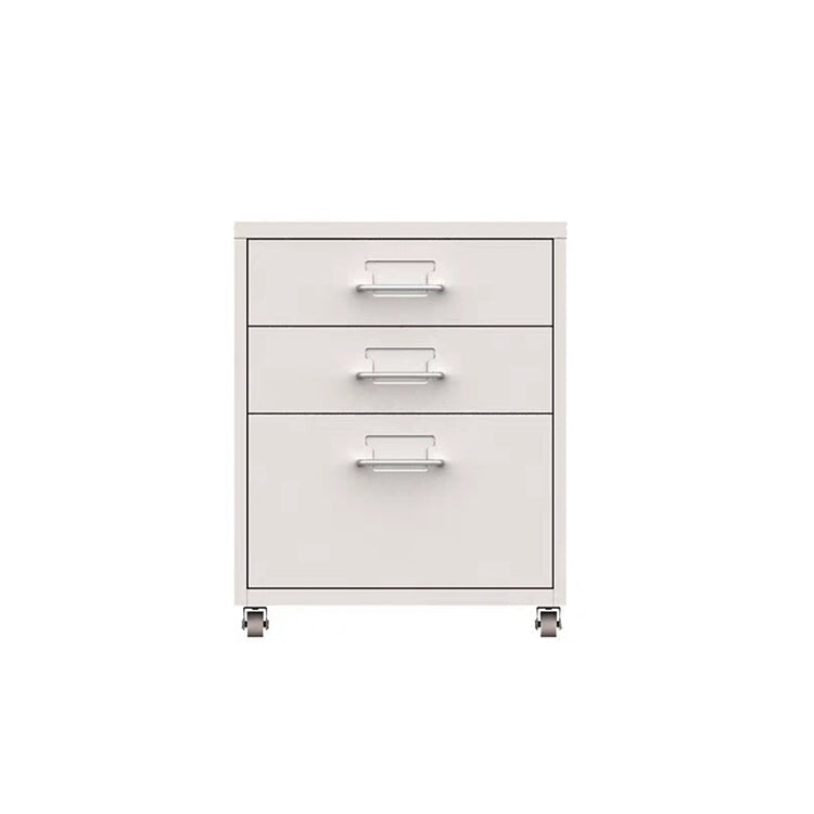 スチール材　冷間加工　頑丈　耐久性　取っ手付き　キャスター　カードホルダー　チェスト　キャビネット　収納　引き出し　シンプル　実用　ホワイト　