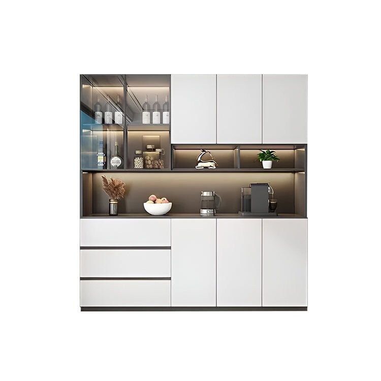 プッシュオープン式扉　便利　オープン収納　扉付き収納　引き出し　多目的　分類収納　台輪　安定性　収納棚　キャビネット　棚　大容量　実用的　ホワイト　ブラック　CWG-K-010