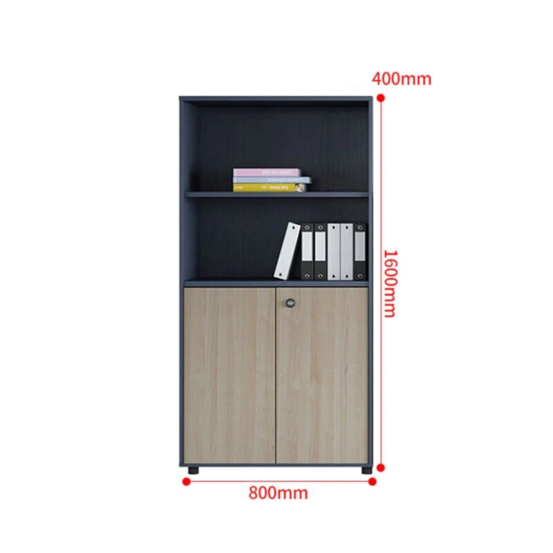 シンプル木製収納キャビネット｜エコ合板製オフィス書庫（3点セット対応）