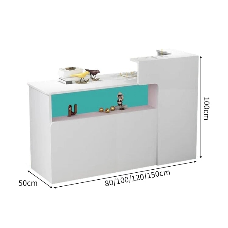 会社用　業務用　収納機能　角丸　木製受付カウンター　レセプションデスク　レジカウンター　受付カウンター　エントランス受付　シンプル　ホワイト　カスタマイズ可能　JDT-C014