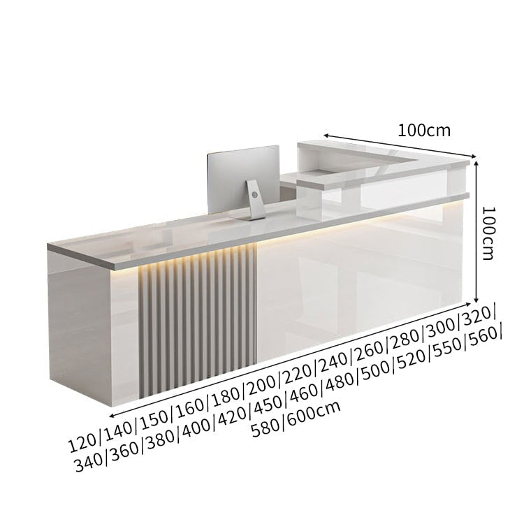 ハイグレード受付 応接カウンター｜鏡面仕上げ×錠付き引き出し×ケーブル配線対応（カスタマイズ可能）