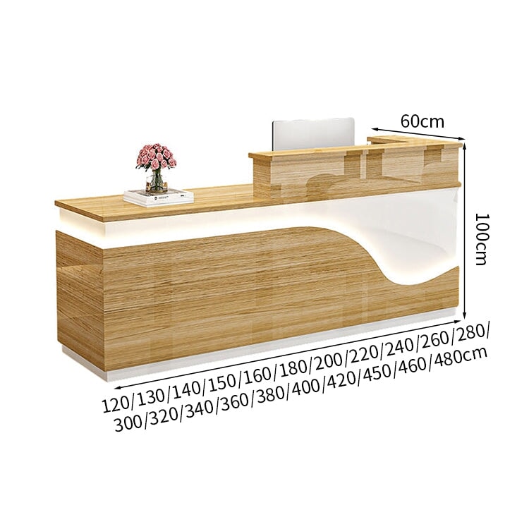 鏡面仕上げ　厚い天板　多様な収納　分類収納　大容量　配線穴キャップ　エコ板材　安全無臭　カウンター　受付台　受付カウンター　おしゃれ　モダン　高級感　ホワイト　カスタマイズ可能　JDT-K059　 