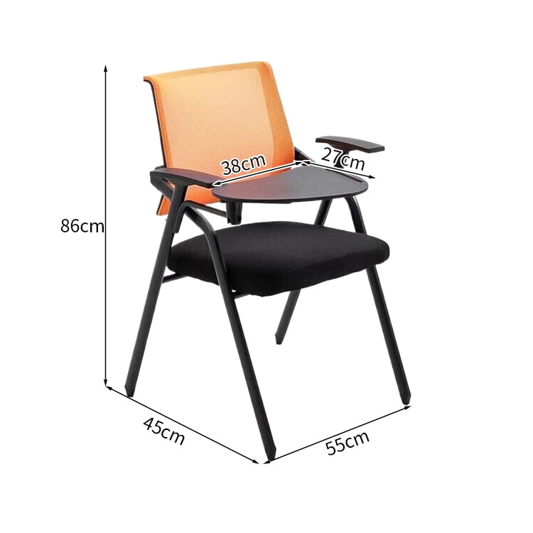 メッシュ生地　通気性　折りたたみ　スタッキング　メモ台　スチールフレーム　チェア　オフィスチェア　会議用　研修会　省スペース　機能的　実用　ブラック　ブルー　BGY-K-044