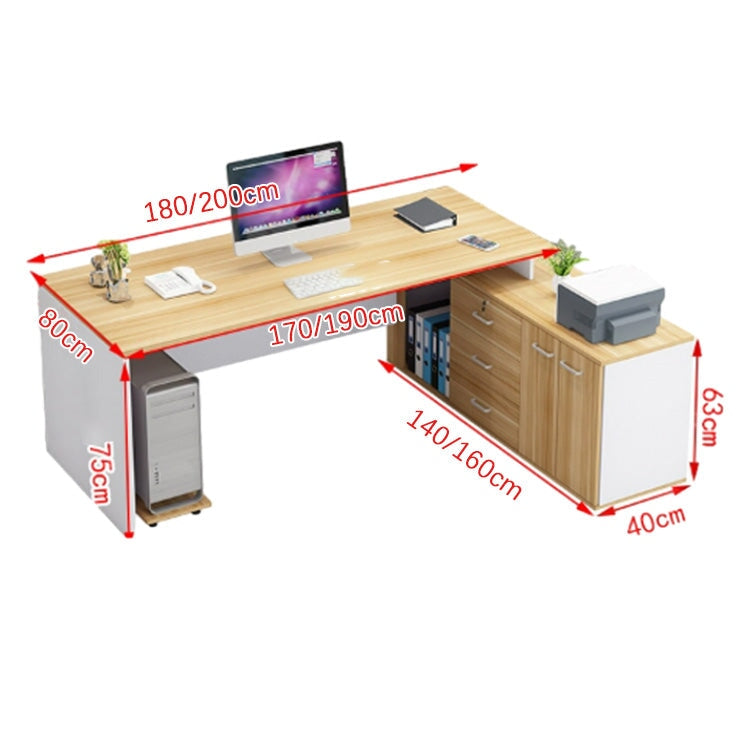 ワークデスク　オフィスデスク　エグゼクティブデスク　事務デスク　サイドキャビネット　オープン収納　扉付き　幕板　引き出し　シンプル　ナチュラル　LBZ-K025 -  