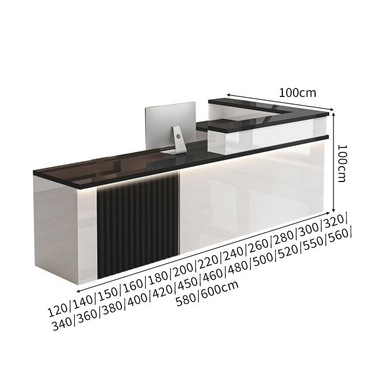 ハイグレード受付 応接カウンター｜鏡面仕上げ×錠付き引き出し×ケーブル配線対応（カスタマイズ可能）