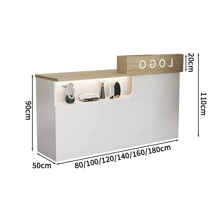 シンプルモダン 受付 レジカウンター｜鍵付き引き出し 収納機能 ロゴカスタマイズ対応