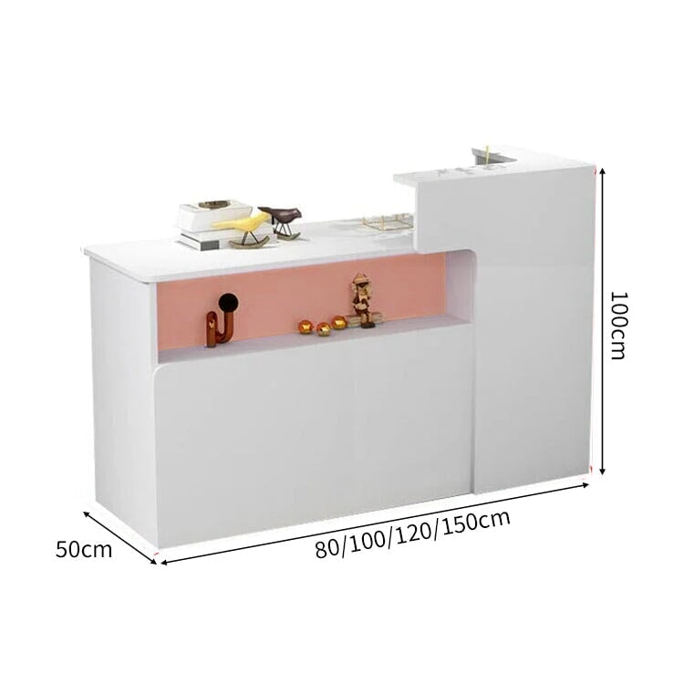 木製受付カウンター｜角丸設計＆収納付きレセプションデスク（カスタマイズ可能）