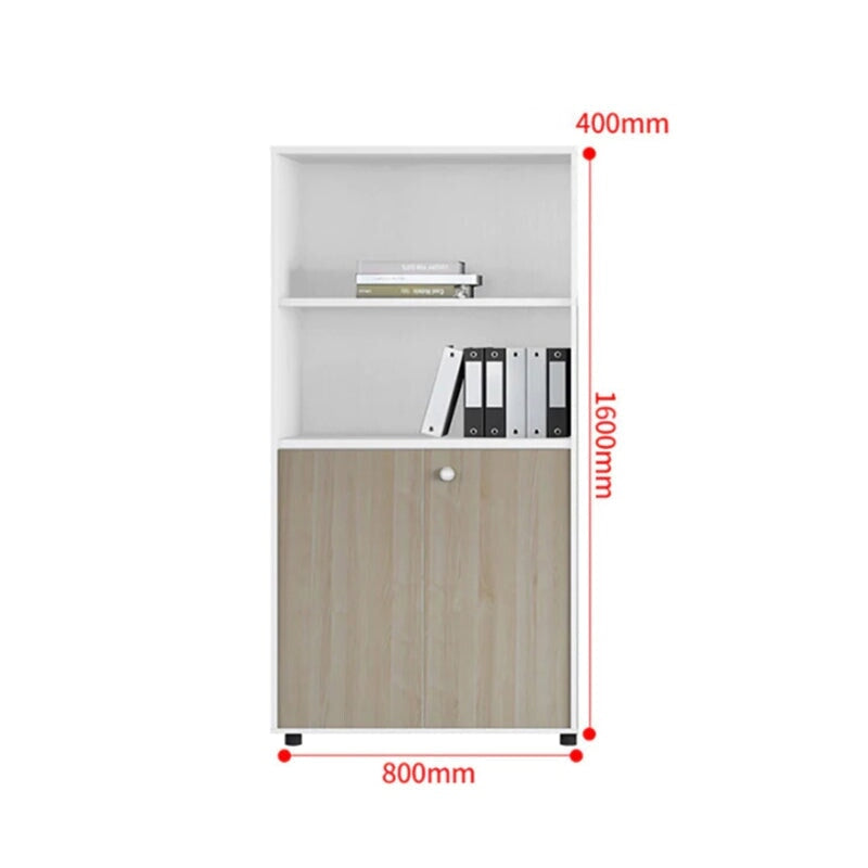 シンプル木製収納キャビネット｜エコ合板製オフィス書庫（3点セット対応）