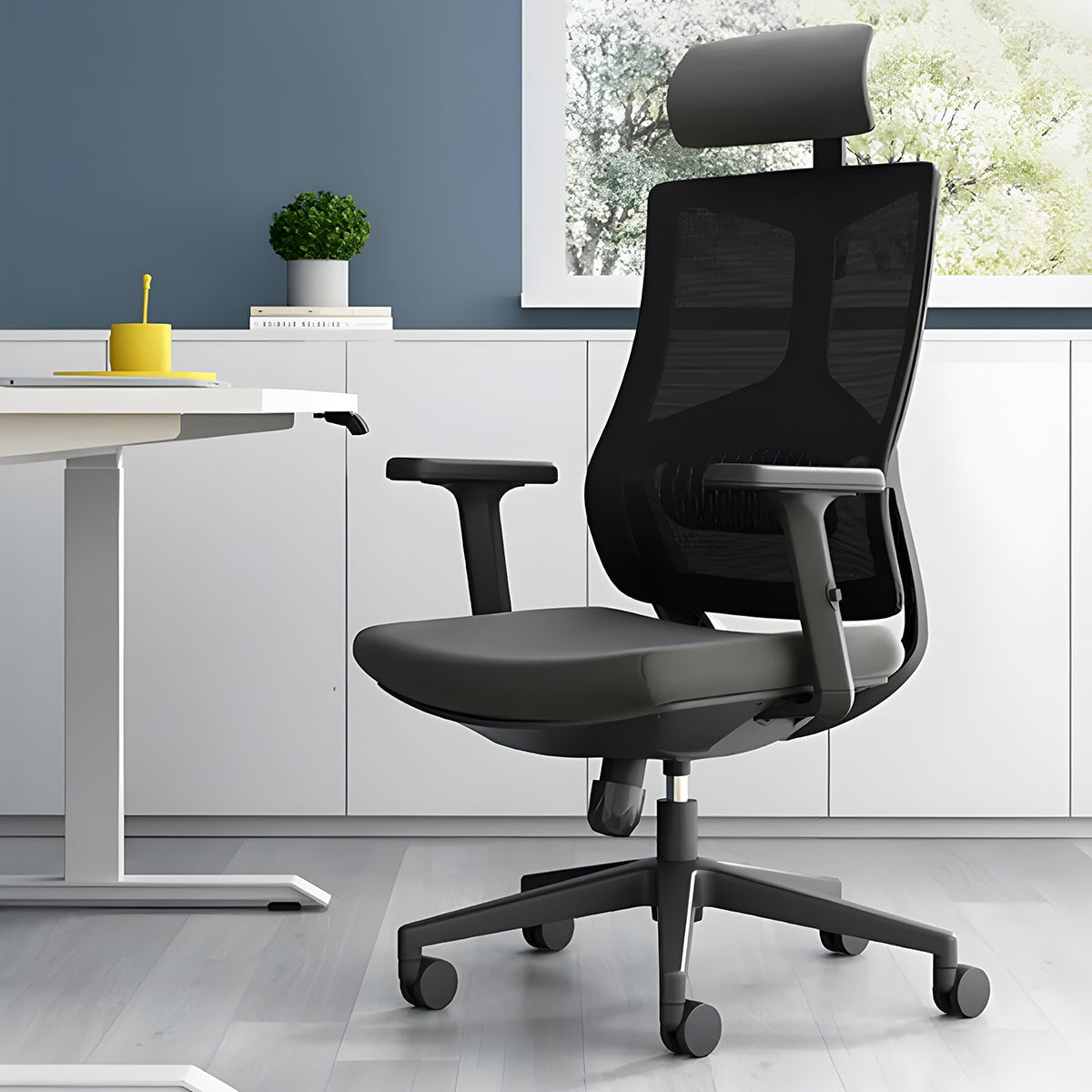 チェア　オフィスチェア　人間工学　ランバーサポート　メッシュ張地　ヘッドレスト　通気性　