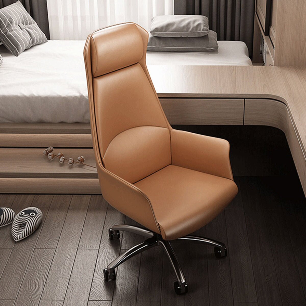 ロッキング機能　エルゴヒューマンプロ　人間工学　レザー　ハイルバック　ワークチェア　チェア　パソコンチェア　シンプル　スタイリッシュ　オレンジ　カスタマイズ可能　