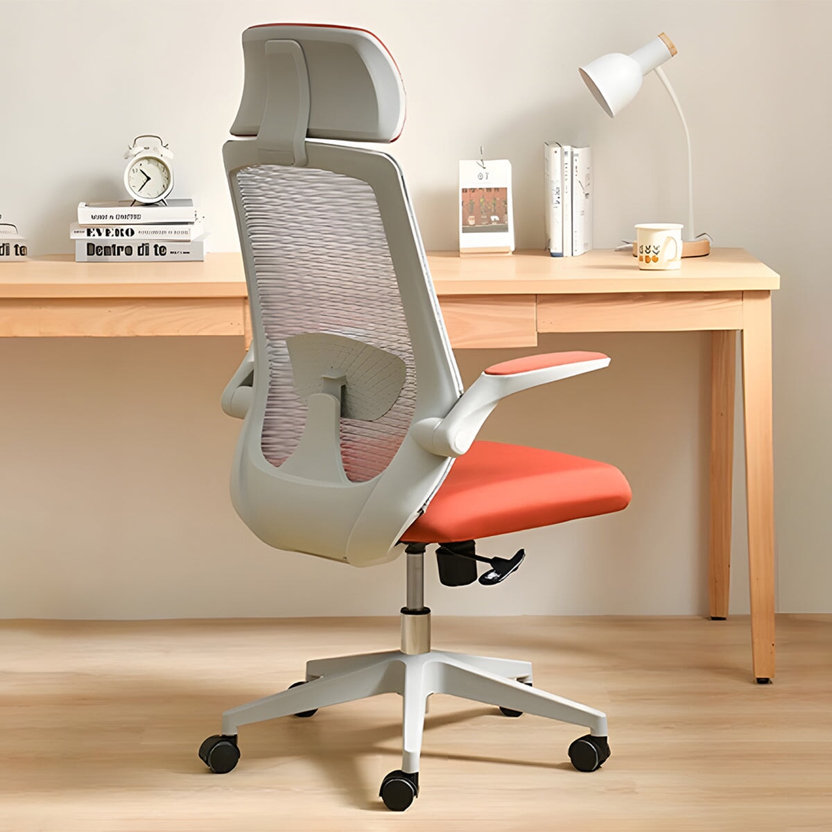 跳ね上げ式アームレスト　Ｓ字形状背もたれ　人間工学　リクライニング　チェア　オフィスチェア　ワークチェア　昇降回転式　ウレタン充填　柔らか　快適　