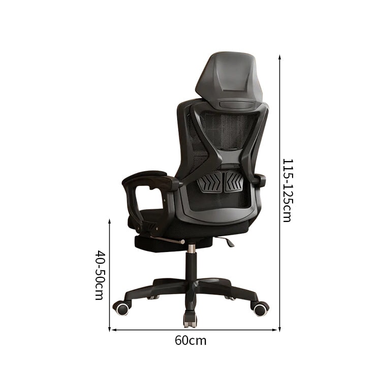 体圧分散　人間工学　座り心地　通気性　ラテックス　ヘッドレスト付き　リクライニング機能　足置き台　オフィスチェア　椅子　ワークチェア　ブラック　BGY-K007
