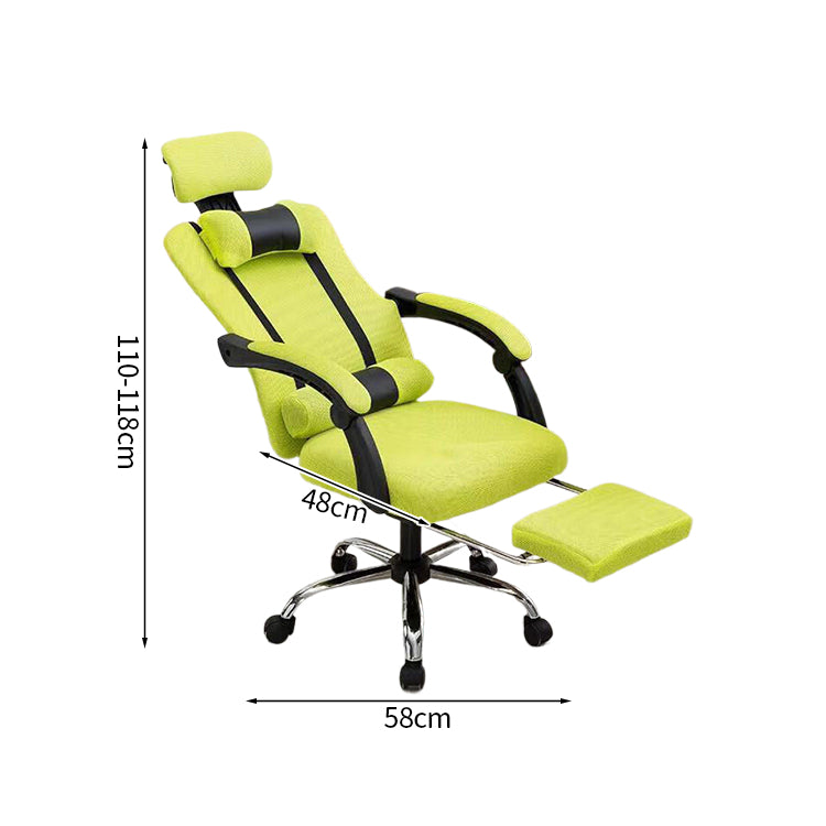ヘッドレスト　調節可能　格納式フットレスト　連動式アームレスト　リクライニング　高反発ウレタン　柔らか　チェア　オフィスチェア　快適　機能性　ブラック　グリーン