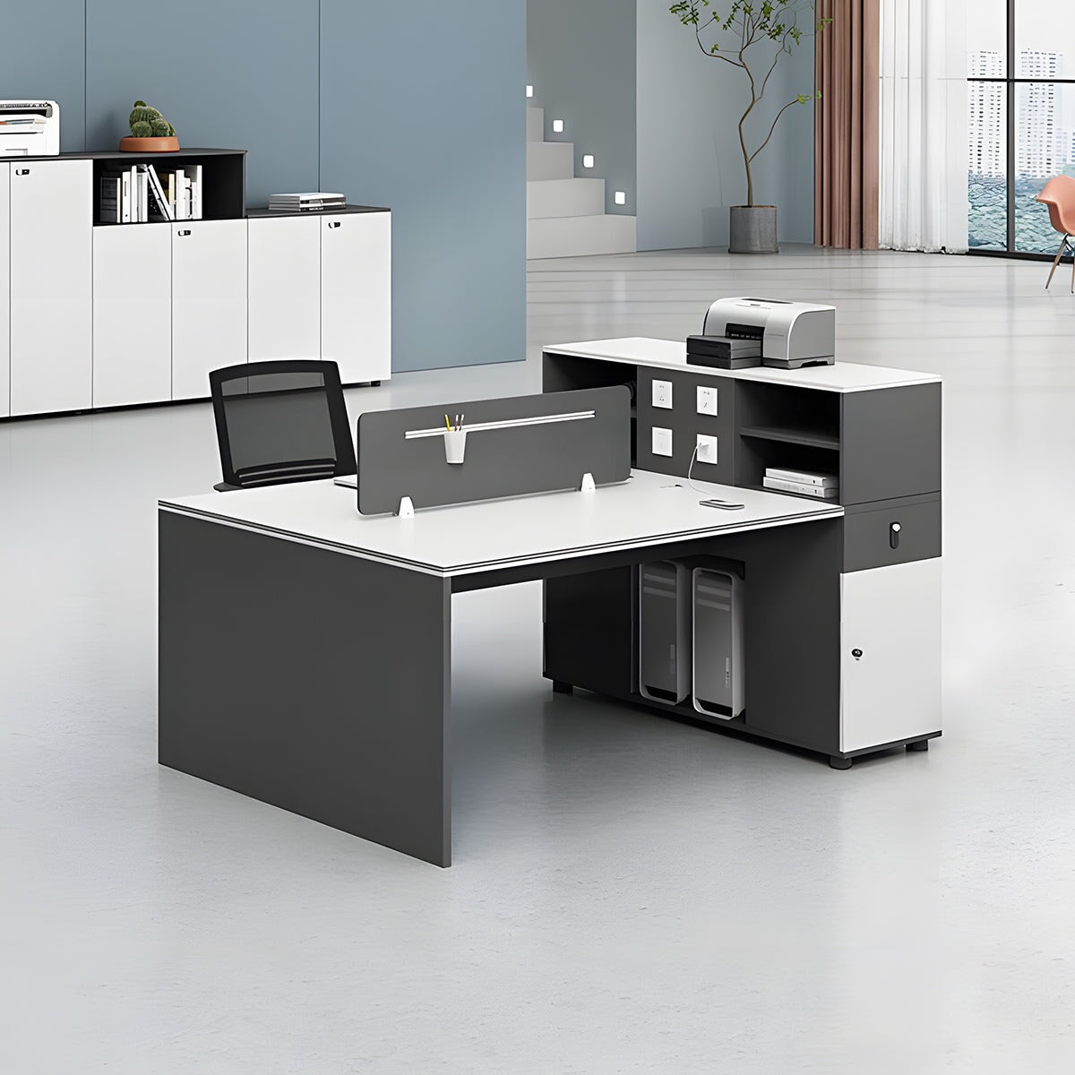 オフィスデスク　事務机　パソコンデスク　3桁ダイヤル錠付き　引出し付き　PC収納　シンプル　ホワイト　グレー　カスタマイズ可能　BGZ-M-116　 